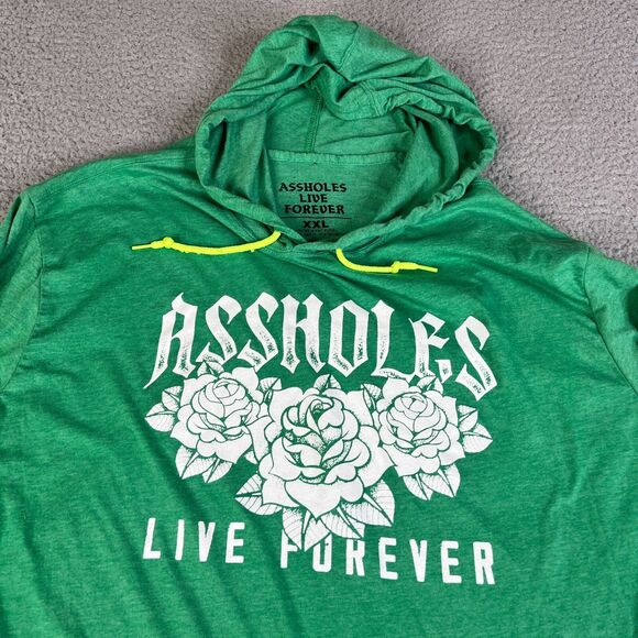 Assholes*s Live Forever Hoodie Sweatshirt Mens XXL Lightweight Pullover Sweater - Picture 2 of 9